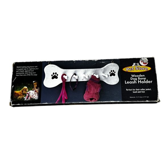 Wooden Dog Bone Leash Holder Large 19.5 x 5.75 - Picture 3 of 6